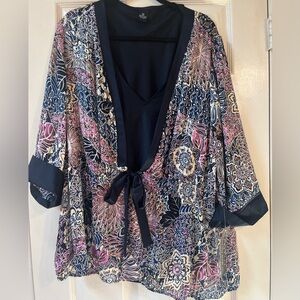 NWT Floral Kimono Cardigan with Tie Front
